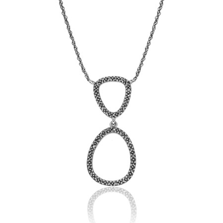 Marcasite Open Double Oval Necklace in Sterling Silver - Click Image to Close